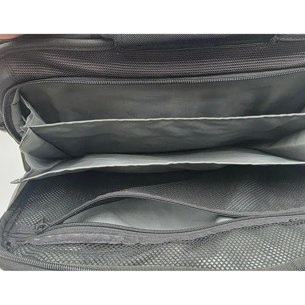 Port Designs Black Ballistic Nylon Laptop Briefcase Messenger Bag 16.5x6.5x13in